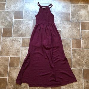 Red Ruched Maxi Dress